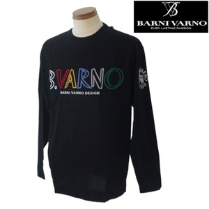 【2024春夏新作】バーニヴァーノ/BARNIVARNO 刺繍長袖Tシャツ LLサイズ 031-黒系