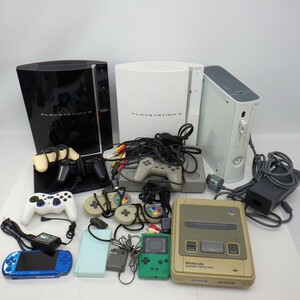 ジャンクゲーム機 まとめてセット/PSP-3000/ゲームボーイポケット/DS LITE/PS3 CECHL00/PS2 SCPH90000/SFC/XBOX360/プレステ/イタミ有　12