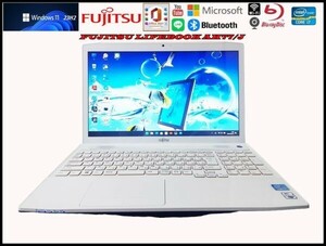 【爆速 Quad Core i7/メモリ8GB/ストレージ1TB】Windows11 ｖ23H2【FUJITSU LIFEBOOK AH77/J】Webカメラ/Blu-ray/Bluetooth/USB3.0/s1489