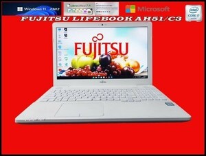 【7世代 Quad Core i7/メモリ8GB/新品SSD】Windows11 ｖ23H2【FUJITSU LIFEBOOK AH51/C3】Webカメラ/Blu-ray/Bluetooth/USB3.0/s5096