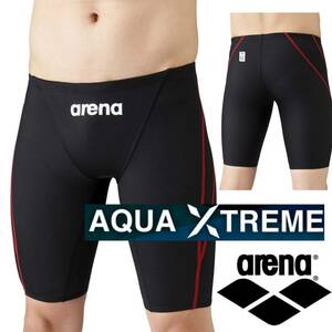 arena (アリーナ) レーシング水着 ハーフスパッツ メンズ ブラック×レッド Lサイズ ARN-1022M