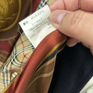 Burberry's バーバリーズ チェスターコート ダブル スカーフ柄 ノバチェック 金ボタン ネイビー 紺色 の画像7