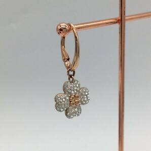 #0229 SWAROVSKI/スワロフスキー ピアス latisha 花 四つ葉 クローバー 金色 ゴールドカラー 両耳セット 耳飾り 箱付きの画像3