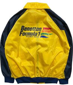 ベネトン フォーミュラ 1 レーシングチーム Benetton Formula 1 RACING TEAM スタッフ ナイロン ジャケット Fサイズ イエロー ネイビー