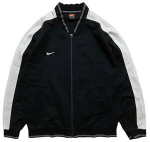 ナイキ NIKE 90s 00s TEAM チーム ジップアップ ジャージ トラックジャケット メンズ Mサイズ ブラック ホワイト