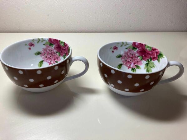 ローラアシュレイ　スープカップ　花柄　水玉　2セット