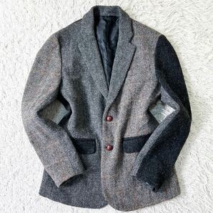 美品 HARRIS TWEED クレイジー パッチワーク ツイード テーラード ジャケット ハリスツイード メンズ くるみボタンの画像2