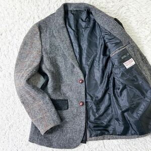 美品 HARRIS TWEED クレイジー パッチワーク ツイード テーラード ジャケット ハリスツイード メンズ くるみボタン