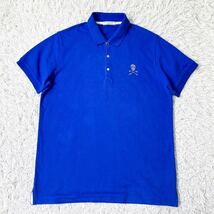 極美品 2XL MARK&LONA マークアンドロナ 半袖ポロシャツ 青 ブルー ゴルフウェア_画像1