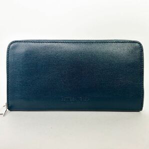 1円【極美品】BOTTEGA VENETA ボッテガヴェネタ 長財布 ラウンドファスナー ネイビー レザー メンズの画像2