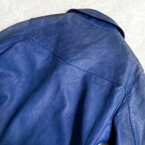 JAMES GROSE ブルー 青 ダブルライダース シングルライダース 羊 シープスキン レザージャケット 英国製 ジェームスグロース メンズの画像8