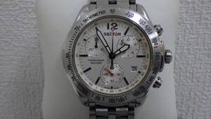 #12488 【メンズ・時計】SECTOR 腕時計 490 CHRONO QUARTZ 防水 100M 文字盤白 クロノグラフ ホワイト メンズ 動作未確認