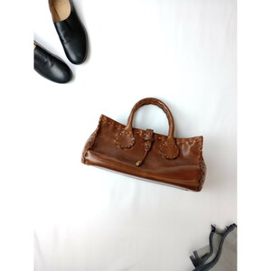 HENRY CUIR Anne leak i-ru leather handbag Brown 