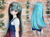 ●ドールウィッグ*ロングヘアー*チョコミント*9～9.5インチ（MDD DD SD SmartDollなど）●doll wig*dollwig●_画像6