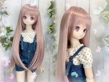 ●ドールウィッグ*ロングヘアー*アンティークピンク*9～9.5インチ（MDD DD SD SmartDollなど）●doll wig＊dollwig●_画像1