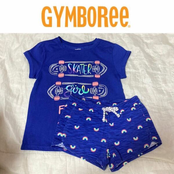 １回着新品同様☆GYMBOREE 半袖Ｔシャツ&ショートパンツ 上下セット 110 青ブルー クレイジー8 ジンボリー アメリカインポート