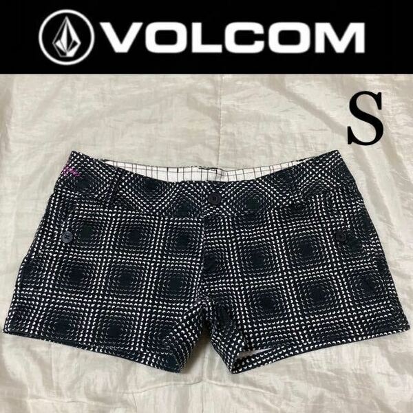 １回着新品同様☆VOLCOM ストレッチショートパンツ S ボルコム 黒白 ブラックホワイト US1