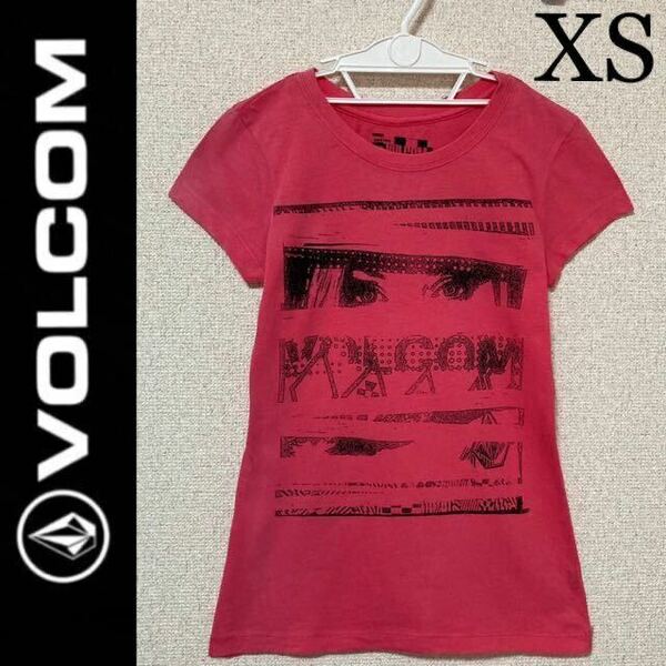 VOLCOM☆半袖Ｔシャツ XS 赤 ピンク ボルコム