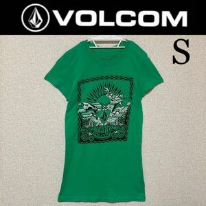 美品☆VOLCOM 半袖Ｔシャツ S グリーン ボルコム