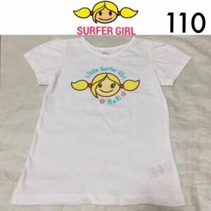 １回着☆バリ島 Surfer Girl半袖Tシャツ110 サーファーガールキッズ ロキシーキッズ 白ホワイト