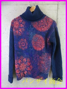 0230b29◆良品◆Desigual デシグアル 花柄デザイン タートルネック ニットセーター S/カーディガン/ジャケット/シャツ/ブラウス/ワンピース