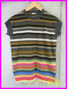 033c9◆良品◆Paul Smith ポールスミス ボーダー ノースリーブ ウールニットセーター M/カーディガン/ベスト/ジャケット/シャツブラウス