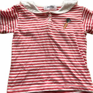 キッズ ボーダー柄 子供服 Tシャツ 半袖ポロシャツ ミッフィー miffy 女の子 男女兼用 キャラクター 