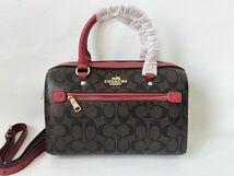 コーチ COACH ハンドバッグ ショルダー 2WAY レディース PVCレザー レッド/ブラウン 保存袋付き 新品未使用_画像1