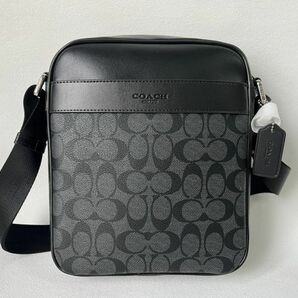 コーチ COACH ショルダーバッグ メンズバッグ 斜め掛けバッグ レザー ブラック 保存袋付き 新品未使用の画像1