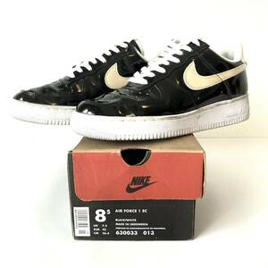 ★96年製 NIKE AIR FORCE 1 SC パテント 黒×白 US8.5 26.5㎝ 630033 013 ナイキ エアフォース ヴィンテージ スニーカー エナメル メンズ