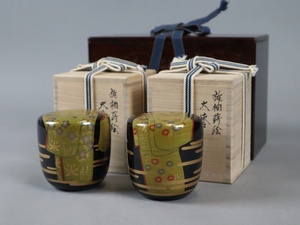  чайная посуда . рисовое поле .. золотой лакировка .. лакировка большой чайница один на вместе коробка 2 многоярусный контейнер кимоно документ маленький . умение старый художественное изделие [c356]