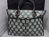 ロエベ LOEWE アナグラム トートバッグ 肩掛け レザー グレー系 キャンバス