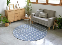 【送料無料】ラグ マット HOME RUG MAT 2024-2025 M Othello/NO.134-76238 #3 ブルー （正円） 150x150cm_画像2