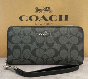 新品未使用　coachコーチ ブラックシグネチャー長財布