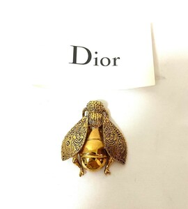 Christian Dior Dior bee пчела узор брошь аксессуары Vintage Gold 