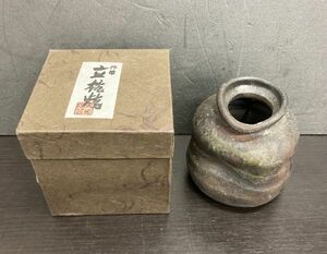 M　花入　壺　入れ物　丹波　立杭焼　陶器　花器　　雑貨　工芸品　3s-31