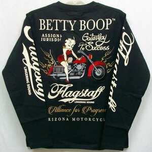 BETTY BOOP ベティブープxFLAGSTAFFコラボ長袖Tシャツ 434030 ブラック XL アメカジ バイカー バイク キャラクター アメコミ ロンT