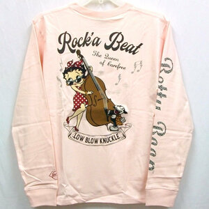 BETTY BOOP ベティブープxLOW BLOW KNUCKLEコラボロンT 533867 ROCK'A BETTY ピンク M ロカビリー ウッドベース キャラクター