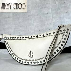 良品 JIMMY CHOO FIFER 定価165,000円 ジミーチュウ ハンドバッグ トートバッグ ショルダーバッグ クロスボディバッグ ホワイト JCロゴ 