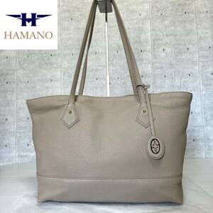 良品 HAMANO 定価60,500円 ハマノ 濱野皮革工藝 皇室御用達 現行品 フィオーレ ミオ グレージュ 肩掛け ハンドバッグ トート レザー