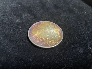 【013】銀貨　古銭　ベルギー　1980年　5人の王の頭像　クラウン　独立 150 周年　大型　コイン　硬貨　記念硬貨 貿易銀