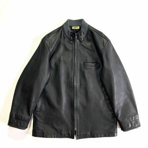 良好☆90s DEP'T レザージャケット M 黒 ビンテージ 本革 牛革 ブラック DEPT ファラオジャケット カーコート 裏原宿 ノーウェア デプト