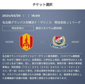 名古屋グランパス vs 横浜F・マリノス　優待チケット取得の URL　30%OFF