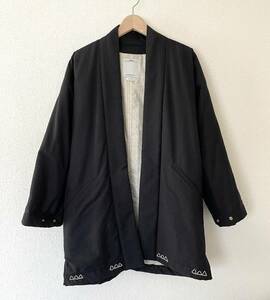 VISVIM 16FW 美品 DOTERA COAT WOOL STRIPE 黒 size2 ドテラ コート ウール OUTER 和服 半纏 ビズビム 0116205013022 BLACK M