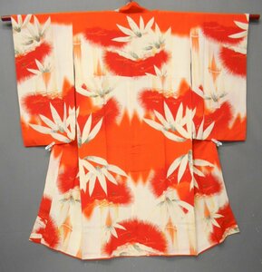  длинное нижнее кимоно [A21294] сосна бамбук длина 124cm длина рукава 61cm длина рукава 67cm японская одежда костюм переделка б/у одежда утилизация кимоно 