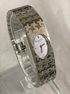 １円スタート！クリスチャンディオール Dior QZ D70-100 ピンクシェル文字盤 レディース腕時計