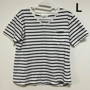 BROWNY STANDARD ボーダー Tシャツ　Vネック　　Lサイズ