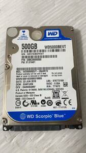 WD5000BEVT　16447時間　2.5インチ 500GB 5400rpm 9mm厚　送料込み価格で安心。