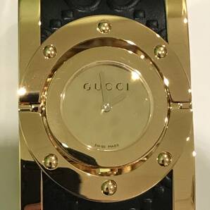 【未使用保管品】 グッチ QZ 112 ゴールド文字盤 ラウンド レディース腕時計 動作未確認の画像1