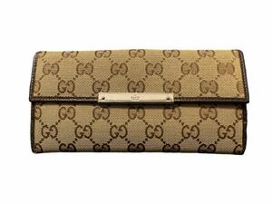 GUCCI グッチ/GGキャンバス Wホック 二つ折り ウォレット 長財布 112715